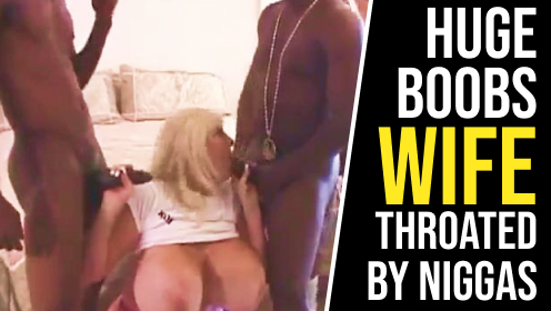 Blonde is harshly nailed in all the holes by black men