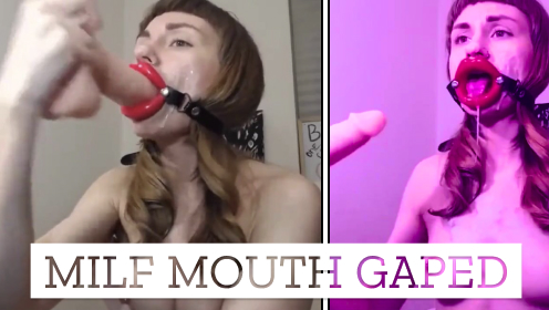 Married cam slut using mouth gaping device on webcam